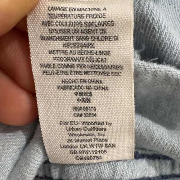 Free People Jacket Women's XS Light Blue Hooded Raw Hem Cropped Denim - Picture 9 of 9